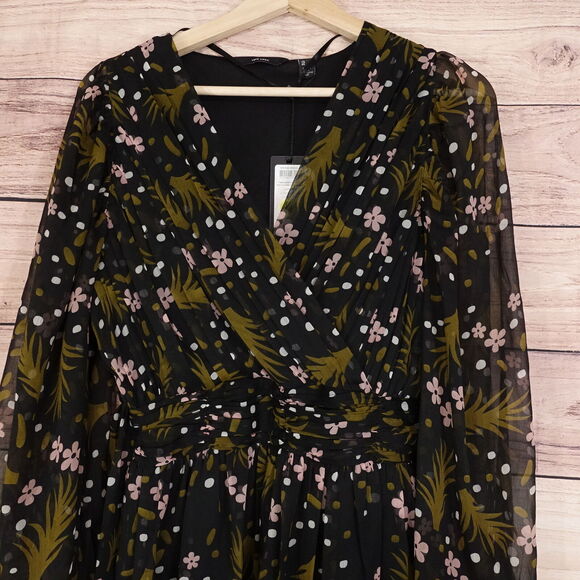 VERO MODA VMHADDIE LS SHORT GATHERING DRESS FLORAL SHEER WOMENS SIZE S NEW! - Picture 2 of 11